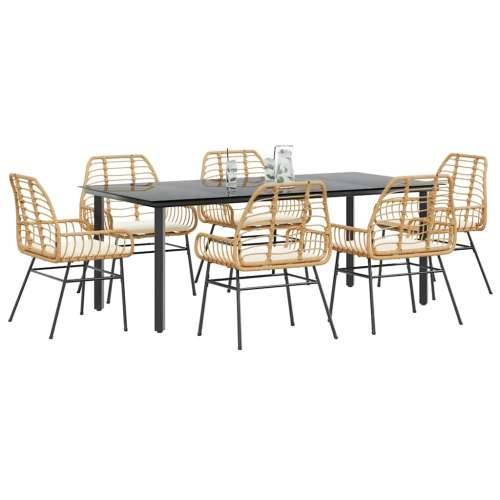 Vrtna garnitura - 7-dijelni vrtni blagovaonski set s jastucima poliratan i staklo - Smeđa i krem ​​bijela 200 x 100 x 74 cm 6 Cijena