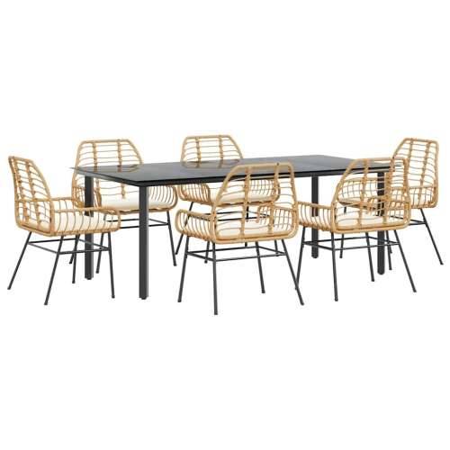 Vrtna garnitura - 7-dijelni vrtni blagovaonski set s jastucima poliratan i staklo - Smeđa i krem ​​bijela 200 x 100 x 74 cm 6 Cijena
