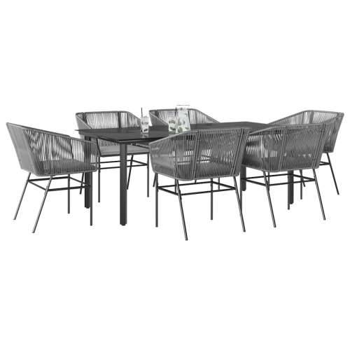 Vrtna garnitura - 7-dijelni vrtni blagovaonski set s jastucima poliratan i staklo - Siva 200 x 100 x 74 cm 6 Cijena