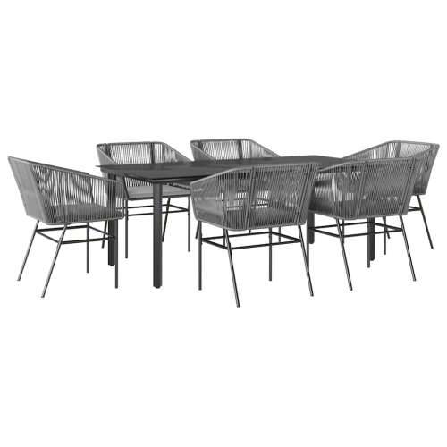 Vrtna garnitura - 7-dijelni vrtni blagovaonski set s jastucima poliratan i staklo - Siva 200 x 100 x 74 cm 6 Cijena