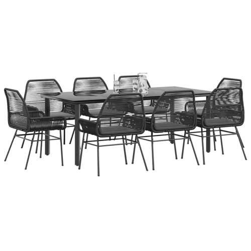 Vrtna garnitura - 9-dijelni vrtni blagovaonski set s jastucima crnog poliratana - Crna 200 x 100 x 74 cm 8 Cijena