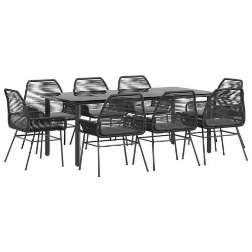 Vrtna garnitura - 9-dijelni vrtni blagovaonski set s jastucima crnog poliratana - Crna 200 x 100 x 74 cm 8 Cijena