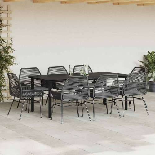 Vrtna garnitura - 9-dijelni vrtni blagovaonski set s jastucima crnog poliratana - Crna 200 x 100 x 74 cm 8 Cijena