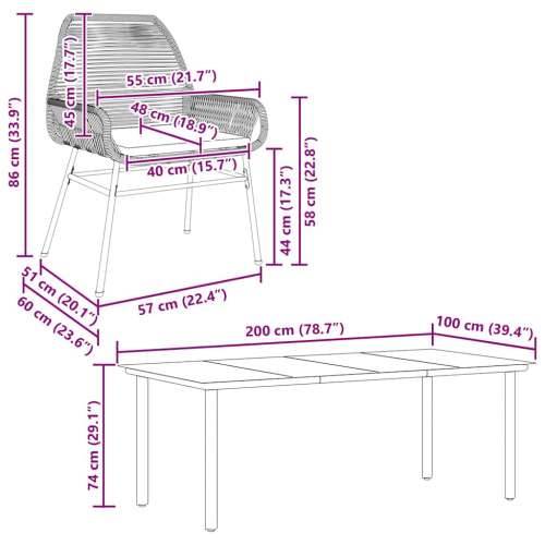 Vrtna garnitura - 9-dijelni vrtni blagovaonski set s jastucima crnog poliratana - Crna 200 x 100 x 74 cm 8 Cijena