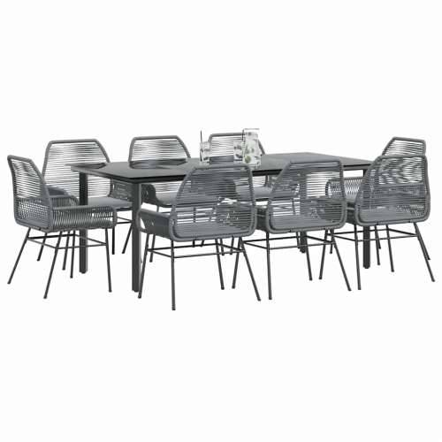 Vrtna garnitura - 9-dijelni vrtni blagovaonski set s jastucima poliratan i staklo - Siva 200 x 100 x 74 cm 8 Cijena