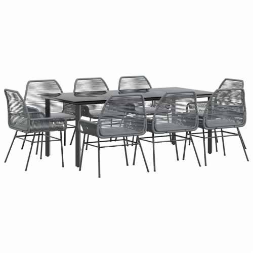 Vrtna garnitura - 9-dijelni vrtni blagovaonski set s jastucima poliratan i staklo - Siva 200 x 100 x 74 cm 8 Cijena