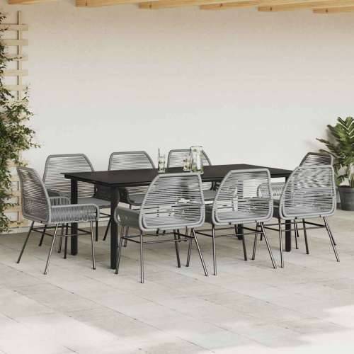 Vrtna garnitura - 9-dijelni vrtni blagovaonski set s jastucima poliratan i staklo - Siva 200 x 100 x 74 cm 8 Cijena