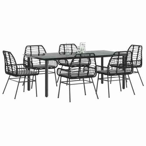 Vrtna garnitura - 7-dijelni vrtni blagovaonski set s jastucima, crno - Crna i tamno siva 200 x 100 x 74 cm 6 Cijena