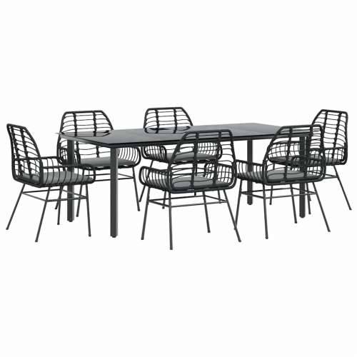 Vrtna garnitura - 7-dijelni vrtni blagovaonski set s jastucima, crno - Crna i tamno siva 200 x 100 x 74 cm 6 Cijena