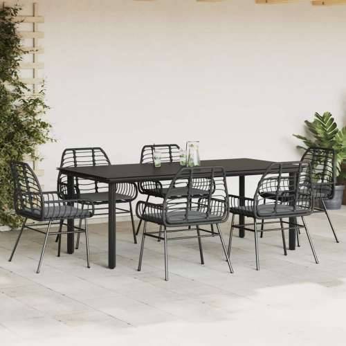 Vrtna garnitura - 7-dijelni vrtni blagovaonski set s jastucima, crno - Crna i tamno siva 200 x 100 x 74 cm 6 Cijena