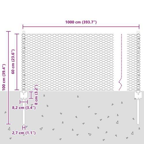 nosači ograde 5 kom U-kanal 60 cm pocinčani čelik, šesterokutna ograda 0.6x10 m pocinčani čelik Cijena