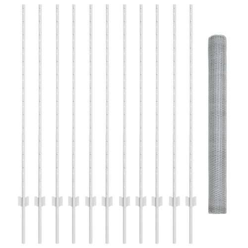 Ograda od 22 kom stupa U-kanal 140 cm Galvanizirani čelik, heksagonalna ograda 1.4x25 m Galvanizirani čelik Cijena