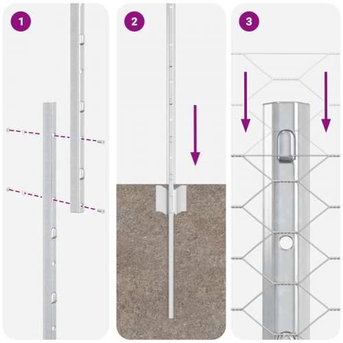 Ograda od 22 kom stupa U-kanal 140 cm Galvanizirani čelik, heksagonalna ograda 1.4x25 m Galvanizirani čelik Cijena