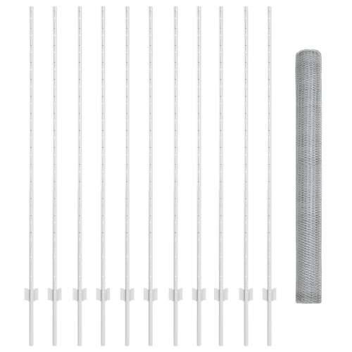Ograda Set 22 kom U-Kanal 160 cm Galvanizirani Čelik, Šesterokutna ograda 1,6x25 m Galvanizirani Čelik Cijena