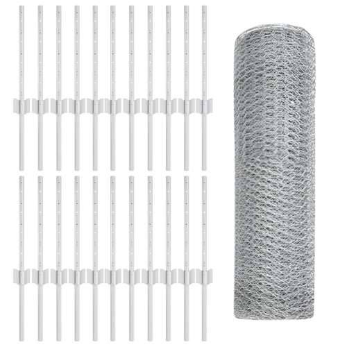 Ogradni stupci 11 kom U-kanal 40 cm Galvanizirani čelik, Šesterokutna ograda 0.4x50 m Galvanizirani čelik Cijena