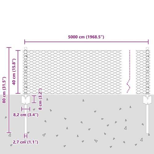 Stupovi za ogradu 11 kom U-kanal 40 cm pocinčani čelik, Šesterokutna ograda 0.4x50 m pocinčani čelik Cijena