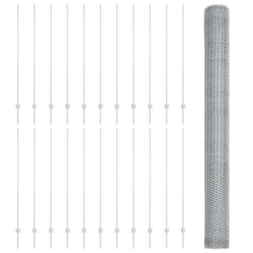 Ograde posts 22 kom U-channel 160 cm pocinčana čelik, Heksagonalna ograda 1.6x50 m pocinčana čelik Cijena