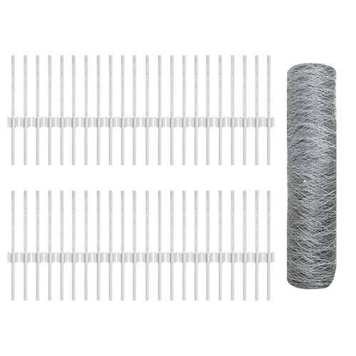 Stupovi za ogradu 11 kom U-kanal 40 cm Galvanizirani čelik, Šesterokutna ograda 0,4x100 m Galvanizirani čelik Cijena