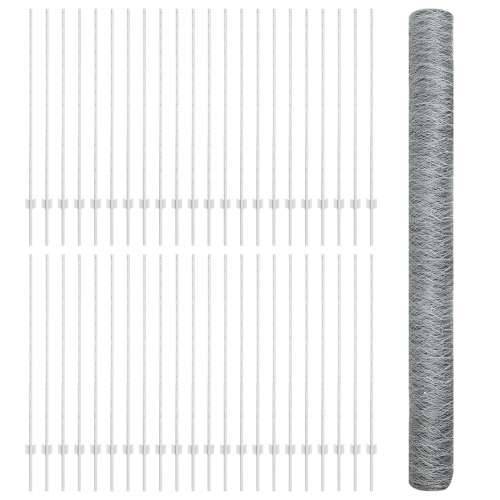 Stube za ograde 22 kom U-kanal 140 cm galvanizirani čelik, heksagonalna ograda 1.4x100 m galvanizirani čelik Cijena