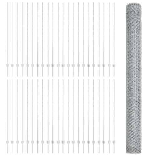 Stupovi ograde 22 kom U-kanal 160 cm galvanizirani čelik, Šesterokutna ograda 1.6x100 m galvanizirani čelik Cijena