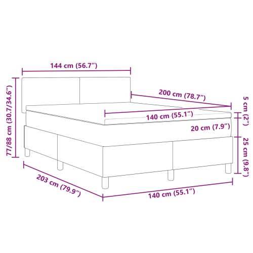 Box Spring Krevet s madracem Krem 140x200 cm Plišana tkanina Cijena