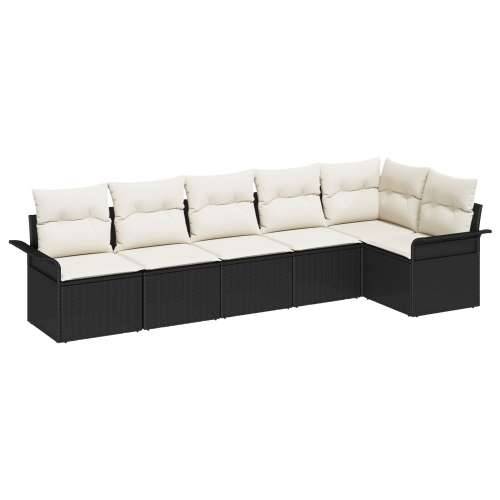 Vrtna garnitura - 6-dijelni set vrtnih sofa s jastucima Crni poli ratan Cijena