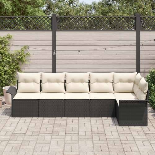 Vrtna garnitura - 6-dijelni set vrtnih sofa s jastucima Crni poli ratan Cijena