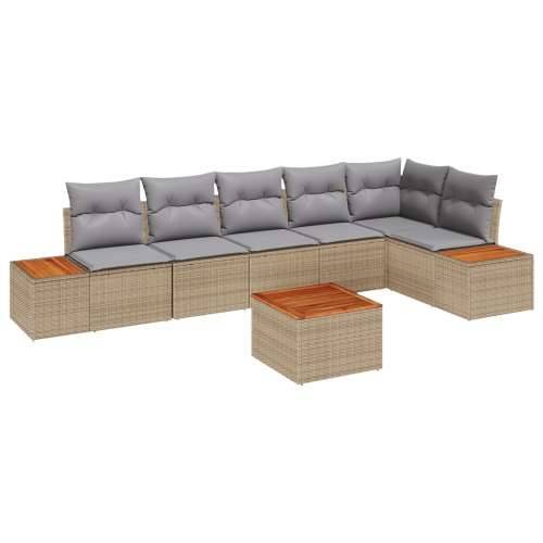 7-dijelni vrtni sofa set s jastučićima Bež Poli Ratan Cijena