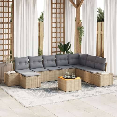 9 komadni vrtni sofa set s jastučićima bež poli ratan akacija Cijena
