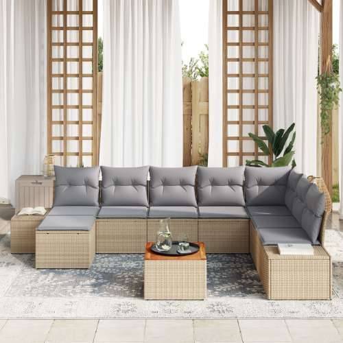 9 komadni vrtni sofa set s jastučićima bež poli ratan akacija Cijena