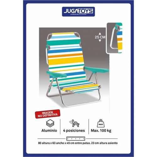 Sklopiva Stolica s Naslonom za Glavu 80 x 65 x 45 cm Više položaja prugasto Cijena