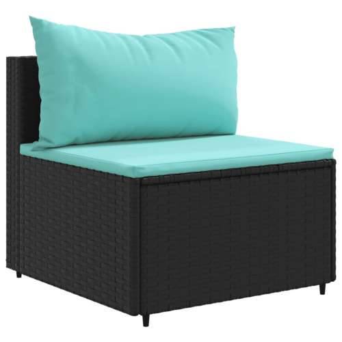 Vrtna garnitura - 11-dijelni set vrtnih sofa od poliratana s jastucima crni - Crna i plava 10 Cijena