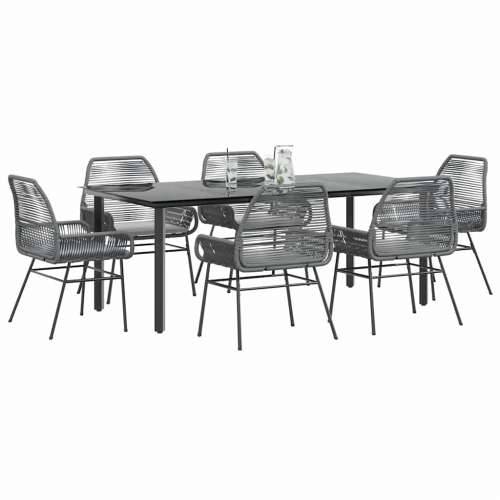 Vrtna garnitura - 7-dijelni vrtni blagovaonski set s jastucima poliratan i staklo - Siva 200 x 100 x 74 cm 6 Cijena