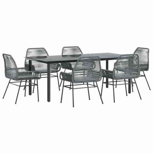 Vrtna garnitura - 7-dijelni vrtni blagovaonski set s jastucima poliratan i staklo - Siva 200 x 100 x 74 cm 6 Cijena