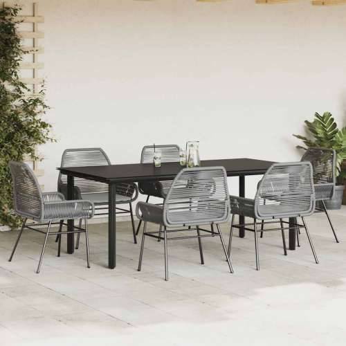 Vrtna garnitura - 7-dijelni vrtni blagovaonski set s jastucima poliratan i staklo - Siva 200 x 100 x 74 cm 6 Cijena