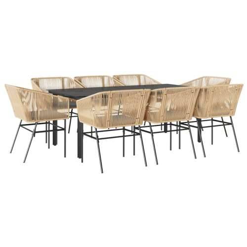 Vrtna garnitura - 9-dijelni vrtni blagovaonski set s jastucima poliratan i staklo - Smeđa 200 x 100 x 74 cm 8 Cijena