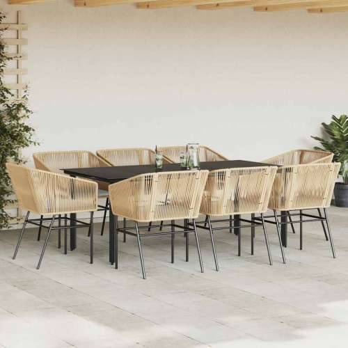 Vrtna garnitura - 9-dijelni vrtni blagovaonski set s jastucima poliratan i staklo - Smeđa 200 x 100 x 74 cm 8 Cijena