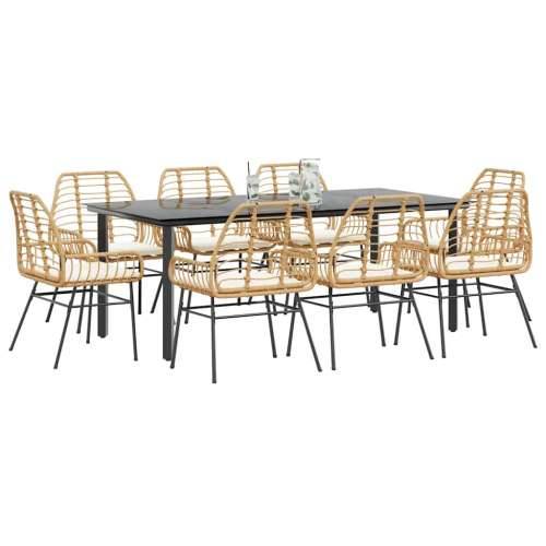 Vrtna garnitura - 9-dijelni vrtni blagovaonski set s jastucima poliratan i staklo - Smeđa i krem ​​bijela 200 x 100 x 74 cm 8 Cijena