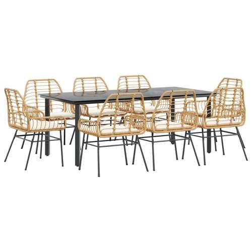 Vrtna garnitura - 9-dijelni vrtni blagovaonski set s jastucima poliratan i staklo - Smeđa i krem ​​bijela 200 x 100 x 74 cm 8 Cijena