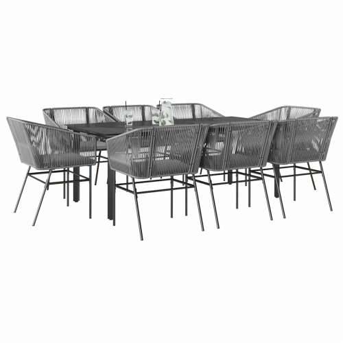 Vrtna garnitura - 9-dijelni vrtni blagovaonski set s jastucima poliratan i staklo - Siva 200 x 100 x 74 cm 8 Cijena