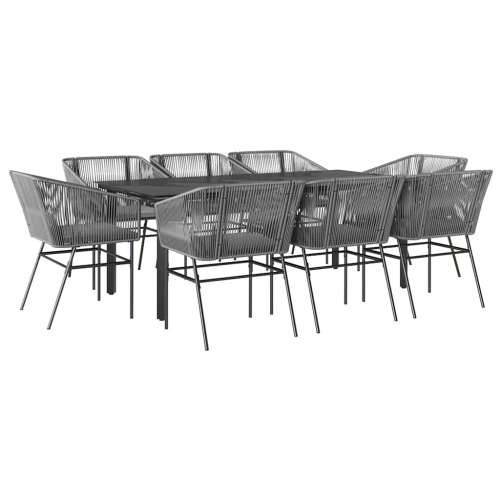 Vrtna garnitura - 9-dijelni vrtni blagovaonski set s jastucima poliratan i staklo - Siva 200 x 100 x 74 cm 8 Cijena