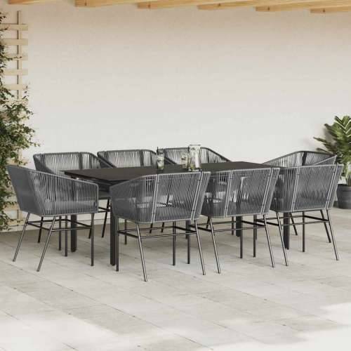 Vrtna garnitura - 9-dijelni vrtni blagovaonski set s jastucima poliratan i staklo - Siva 200 x 100 x 74 cm 8 Cijena