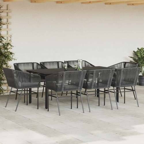 Vrtna garnitura - 9-dijelni vrtni blagovaonski set s jastucima crnog poliratana - Crna 200 x 100 x 74 cm 8 Cijena