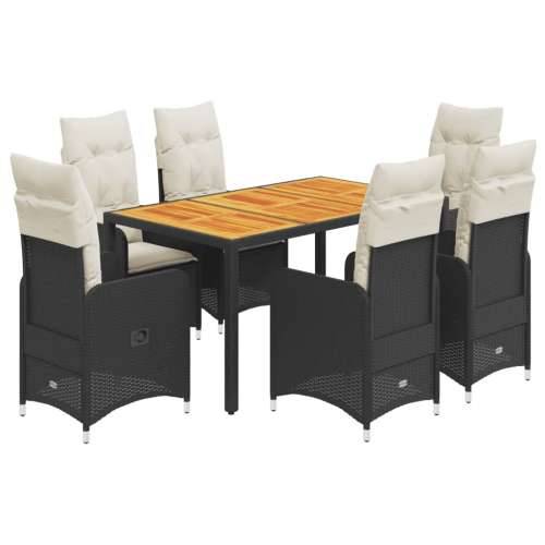 7-dijelni vrtni bistro set od poliratana s jastucima crni - 150 x 90 x 75 cm Bez naslona za noge 6 Cijena