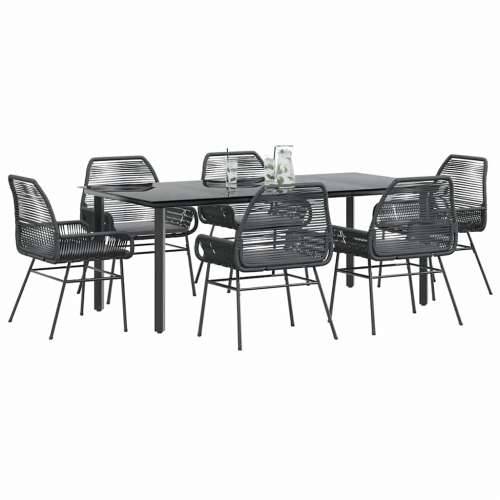 Vrtna garnitura - 7-dijelni vrtni blagovaonski set s jastucima, crno - Crna 200 x 100 x 74 cm 6 Cijena