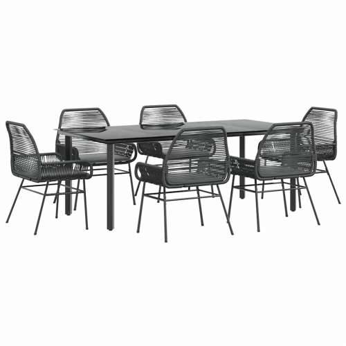Vrtna garnitura - 7-dijelni vrtni blagovaonski set s jastucima, crno - Crna 200 x 100 x 74 cm 6 Cijena