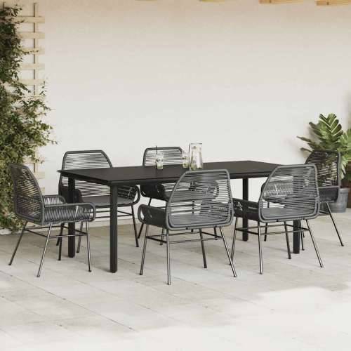 Vrtna garnitura - 7-dijelni vrtni blagovaonski set s jastucima, crno - Crna 200 x 100 x 74 cm 6 Cijena