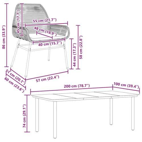Vrtna garnitura - 7-dijelni vrtni blagovaonski set s jastucima, crno - Crna 200 x 100 x 74 cm 6 Cijena
