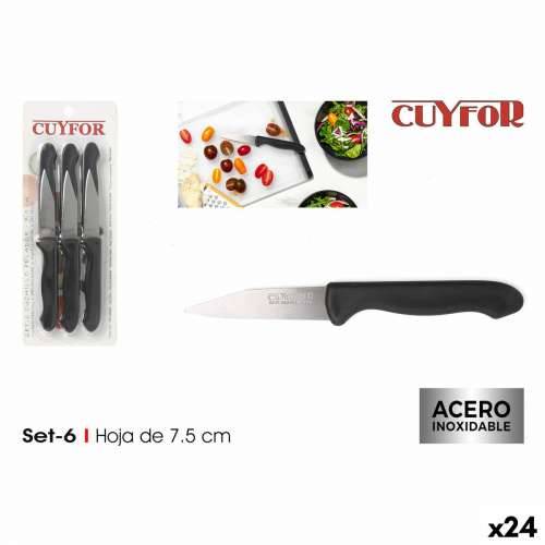 Set Noževa za Guljenje Cuyfor Crna Srebrna Nehrđajući Čelik 7,5 cm 6 Dijelovi (24 kom.) Cijena