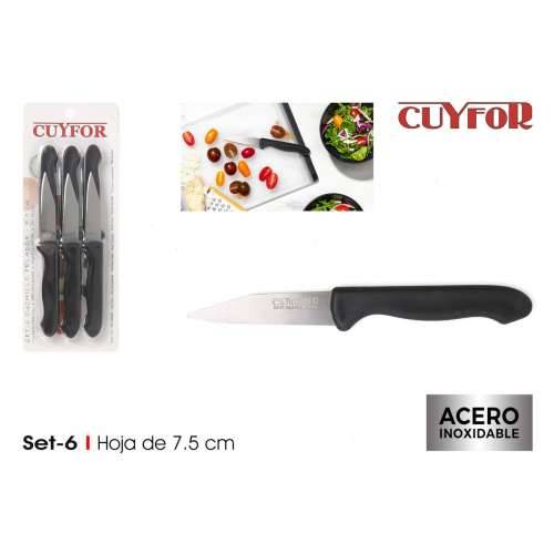 Set Noževa za Guljenje Cuyfor Crna Srebrna Nehrđajući Čelik 7,5 cm 6 Dijelovi (24 kom.) Cijena